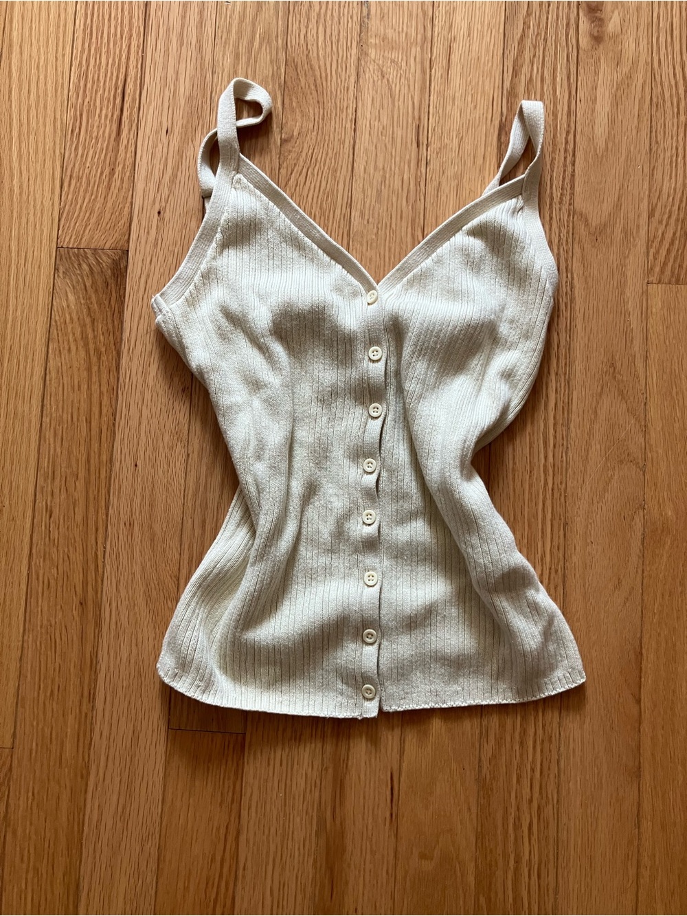 Women's Hollister Cream Ribbed Button-Front Camisole Top